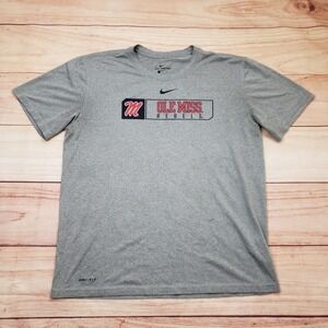 Ole Miss Rebels Shirt Mens Large Gray NCAA Football Nike Dri-FIT Tee Performance